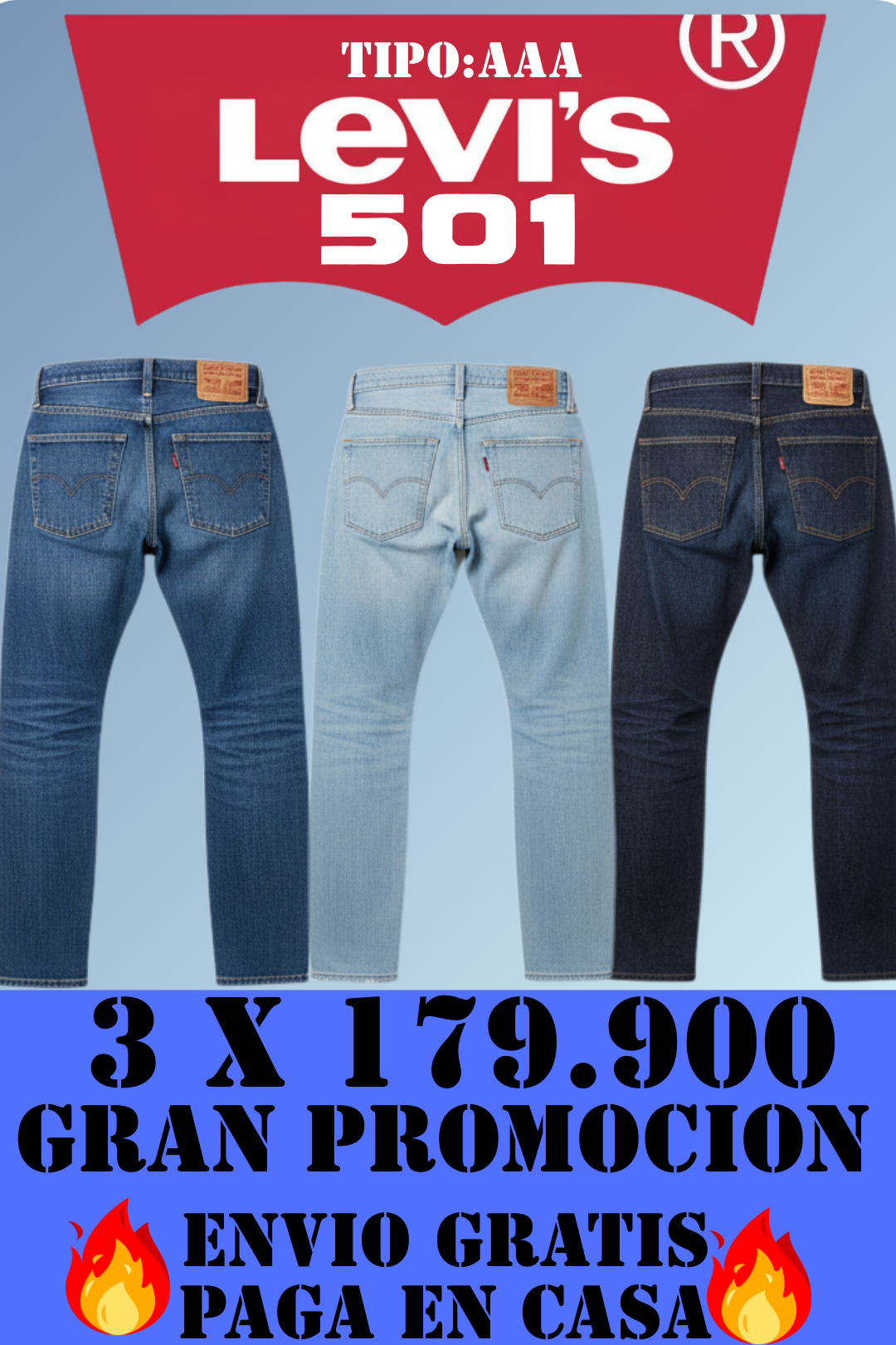 pack x 3 jeans levis