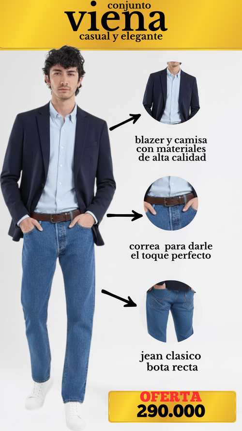 blazer, camisa, jean y correa